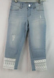 NUEVO Justice Girls Jeans Recortados Novia con Encaje 12 Delgados NUEVO SIN ETIQUETAS DH522 - Imagen 1 de 6