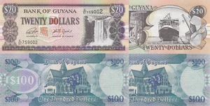 Guyana 2 PCS Set: 20 and 100 Dollars (ND/2018) - p30g and p36c Sig. 15 - Picture 1 of 3