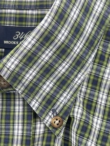 Brooks Brothers Bügelfreies geknöpftes Hemd Herren Größe M Langarm grün kariert - Bild 1 von 7