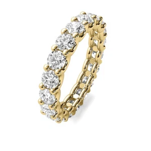 2.70 CT F/VVS2 U-Prong Round Cut Lab Grown Diamond Eternity Ring 14k Yellow Gold - Picture 1 of 8