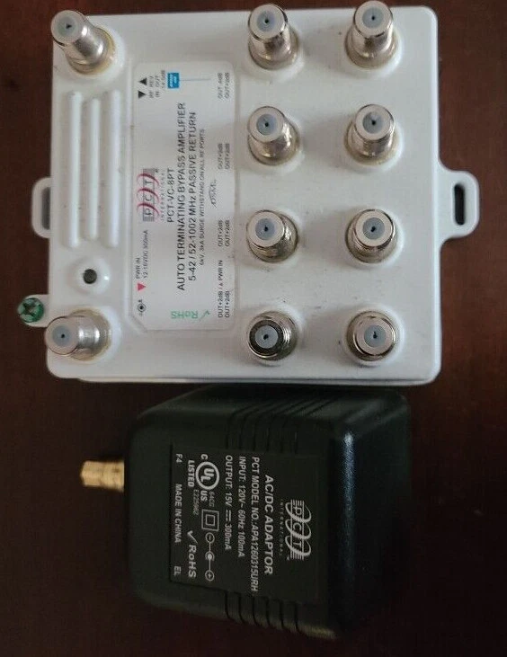 PCT Bypass Drop Amplifier PCT-VC-9U Unity Gain Surge Withstand 8 RF Ports Split - Image 1 of 1