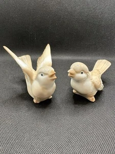 Vintage Porzellan Spatzen Vögel 2er Set glänzend Vogel Paar romantische Liebeskameraden - Bild 1 von 12