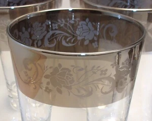 Vintage Silver Band Dorothy Thorpe Style Mid Century Modern Low Ball High Ball - Imagen 1 de 8