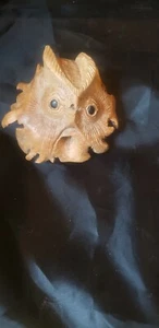 Coconut art owl folk carved VTG Tiki Bar Handmade - Picture 1 of 8