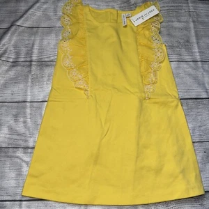 Janie And Jack Size 4 Yellow Ruffle Sleeve Dress NEW Eyelet - Picture 1 of 4