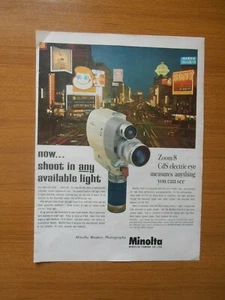 1963 MINOLTA ZOOM 8 MOVIE CAMERA 8 mm VINTAGE AD PUBBLICITA - Picture 1 of 1