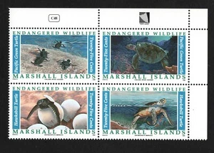 OPC 1990 Islas Marshall Tortugas en Peligro Bloque de 4 Sc#377-380a MNH 49443 - Imagen 1 de 1
