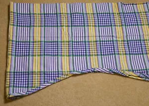 Waverly Valance Home Valley Plaid Lake Buckingham Blue Yellow Scalloped 79x18 - Picture 1 of 12