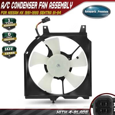 Conjunto de ventilador condensador de aire acondicionado con cubierta para Nissan NX 1991-1993 Sentra 1991-1994 Foto 1 de 4