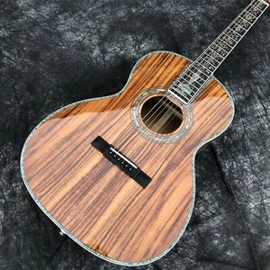 All Solid KOA Wood 39 Inch OOO Type Acoustic Guitar Abalone Ebony Fingerboard - Picture 1 of 10