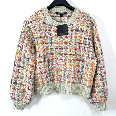 Suéter March New York Mujer Grande Multi Dorado Metálico Tejido de Cesta Fiesta Foto 1 de 4