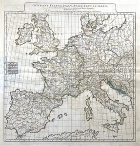 RARE! GERMANY, FRANCE, ITALY, SPAIN, BRITISH ISLES ( MONS R D'ANVILLE 1771 MAP ) - Picture 1 of 9