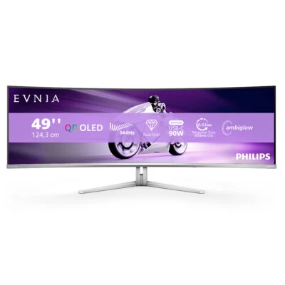 Philips Evnia 8000 48.9 inch Dual QHD OLED 144 Hz 0.03 ms Curved Gaming Monitor - Image 1 of 4