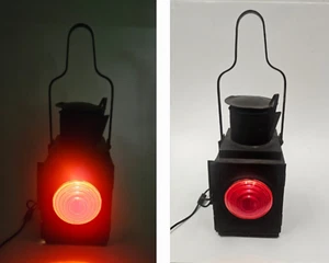 Vtg British Railroad Midlands Railway 20" Lantern Red Lamp Retrofitted Electric - Picture 1 of 21