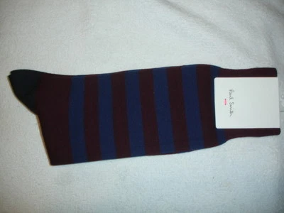 PAUL SMITH BORGOÑA AZUL MARINO HOMBRE CALCETINES A RAYAS NUEVOS CON ETIQUETAS  Foto 1 de 3