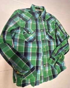Camicia Carbonio Uomo M Perla Bottoni a Scatto Slim Fit Cowboy Western Verde Rigato - Foto 1 di 15
