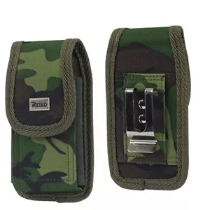 Army Green Vertical Heavy Duty Rugged Canvas Pouch for iPhone 13 Mini, 12 Mini, - Picture 1 of 3
