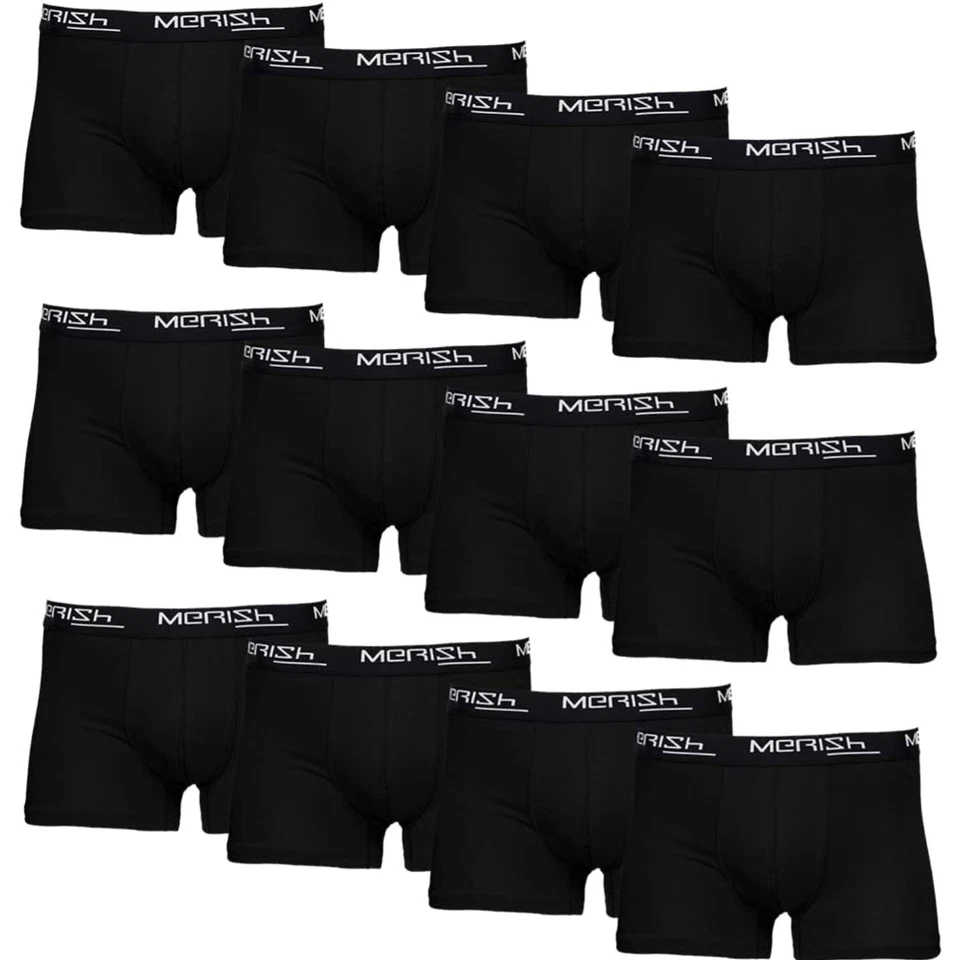Boxershorts Herren 12er Pack Schwarz Baumwolle Elastan bequem Größe 4XL - Bild 1 von 2