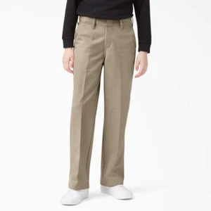 Dickies Flat Front Classic Fit Khaki Young Men’s Twill Pants 33 X 32 New - Picture 1 of 5