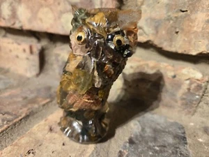 Statuina gufo vintage in resina con occhi di googly alta 4" Halloween - Foto 1 di 10