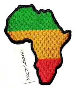 Embroidered Africa Rasta Reggae Flag Patch Iron/Sew On Badge Clothes 6 x 7.6 cm - Foto 1 di 2