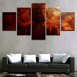 Zen Buddha Meditation Statue Buddhism Canvas Prints Painting Wall Art Decor 5PCS - Picture 1 of 6