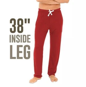 Extra Long Leg 38" Fleece Pyjama Bottoms Mens Bright Red Big & Tall 34-38" Waist - Picture 1 of 2