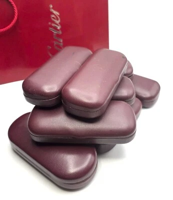 复古卡地亚硬质保护壳红色皮革眼镜盒 — 第 1/4 张图片