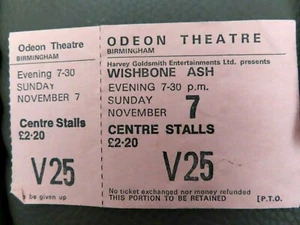 Wishbone Ash - Ticket Stub - Birmingham Odeon 1976 - Bild 1 von 1