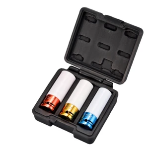 3 PIECE 1/2” IMPACT SOCKET SET WITH STORAGE CASE - ALLOY WHEELS & NUTS - Picture 1 of 1