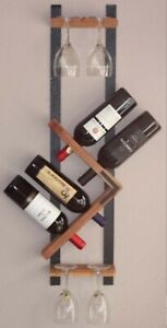 Cantinetta portabottiglie e calici di vino legno da parete muro porta bottiglie 