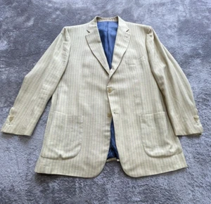 ISAIA | Beige Blue 3/2 100% Linen Sport Coat | HAND MADE IN ITALY | 56 EU - Picture 1 of 15
