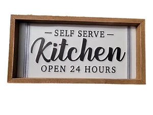 Wooden Kitchen Sign "Self Service Kitchen Open24 Hours". - NEW - Picture 1 of 6