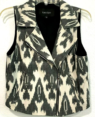 Chaleco estilo motocicleta Karen Kane nuevo sin etiquetas detalle con cremallera gris/marfil precio de venta sugerido por el fabricante 198 USD talla XS Foto 1 de 4