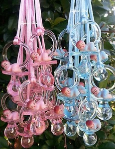 Pacifier Necklaces With Plastic Baby Baby Shower Game Favors Prizes U Pick Color - Picture 1 of 7