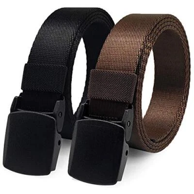 Paquete de 2 cinturones de nailon de 1 1/4" para hombre, correas suaves ligeras amigables con la TSA Foto 1 de 4