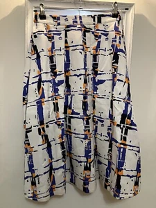 LK Bennett White/Blue/Orange Silk Blend Skirt - Picture 1 of 5