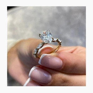IGI Certified Oval Diamond Wdding Ring VS1 F 2.3 Ct Lab created 14K White Gold - Picture 1 of 14