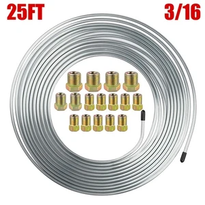 Upgraded 25 Ft 3/16" Brake Line Tubing Kit, 2025 New Stainless Brake Silver - Foto 1 di 10
