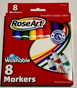 Paquete de 8 marcadores Rose Art Classic Broad Line - Nuevos colores clásicos D436 lavables - Imagen 1 de 2