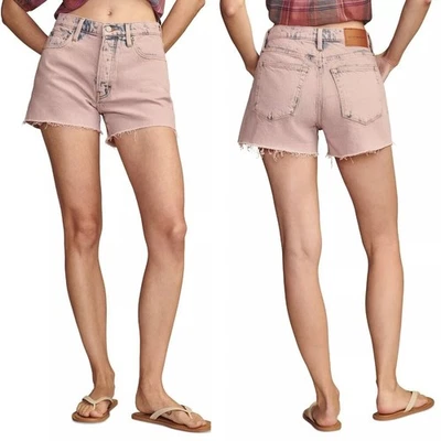 Nuevo con etiquetas Nuevo Lucky Brand Corte Dobladillo Tiro Alto Denim Mamá Pantalones Cortos Talla 24 Foto 1 de 4