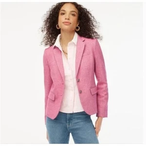 J. Crew Herringbone Wool Blend Schoolboy Blazer 16 Pink Red NWT Academia Career - Picture 1 of 5