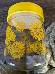 CORNING VINTAGE AÑOS 70 MARGARITA AMARILLA 6 PULGADAS DE ALTO BOTE DE VIDRIO Y TAPA ENVÍO GRATUITO A EE. UU. - Imagen 1 de 6