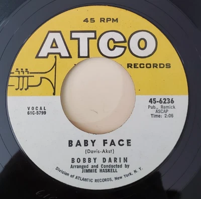 Bobby Darin BABY FACE / YOU KNOW HOW (ROCK 45) #6236 PLAYS VG++ Foto 1 de 4
