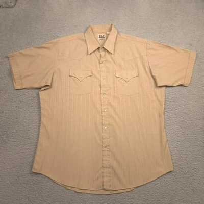 Camisa a Presión Ely Cattleman Western Hombres XL Beige Perla Manga Corta Foto 1 de 4