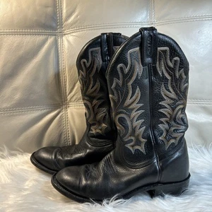 Boulet Mens Boots Size 6.5 Cowboy Black Handmade In Canada Soft! - Picture 1 of 14