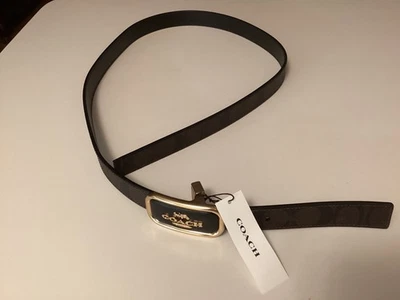NUEVO COACH Signature Hebilla Corte A Talla Reversible Cinturón Morgan 25 mm Foto 1 de 4