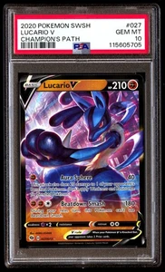PSA 10 Lucario V 027 Pokemon Sword & Shield Champion's Path 2020 - Picture 1 of 3