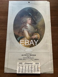 1918 Werbung Wandkalender 9" x 15" Alvin S. Moyer, Terre Hill, Pa. Alle Mos. - Bild 1 von 3