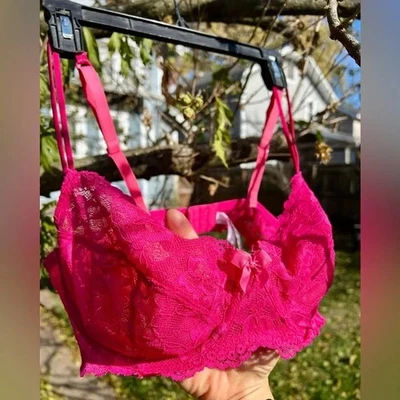 Sexy Sujetador Gilligan & O'Malley 34B Sin Forro Sin Acolchado Encaje Transparente Balconette Rosa Foto 1 de 4